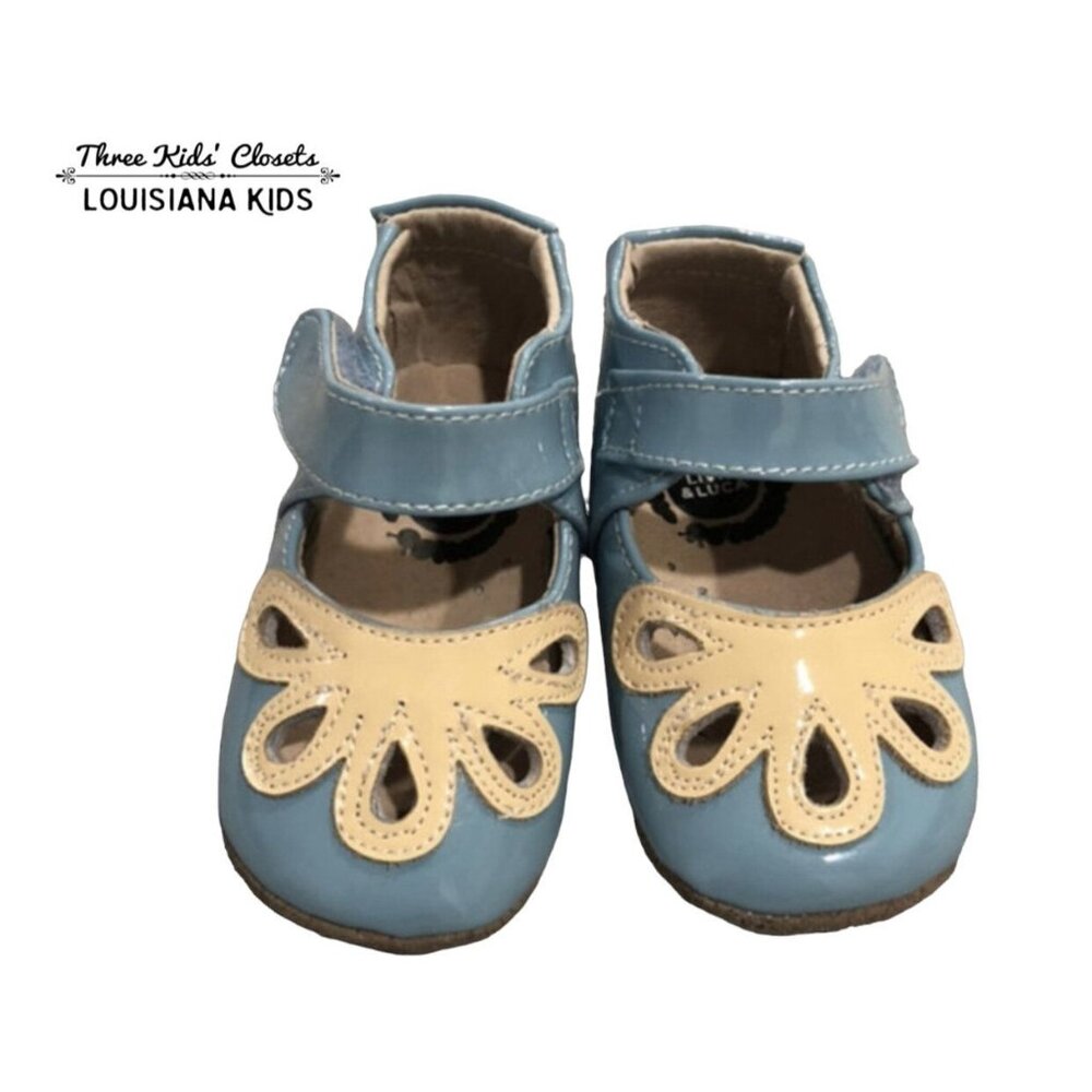Livie & Luca 0-6m Light Blue Leather Petal Soft Sole Infant Shoes